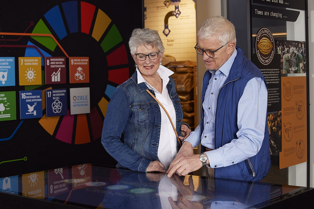 Museumsgäste in der Ausstellung Weltreise des Kakaos