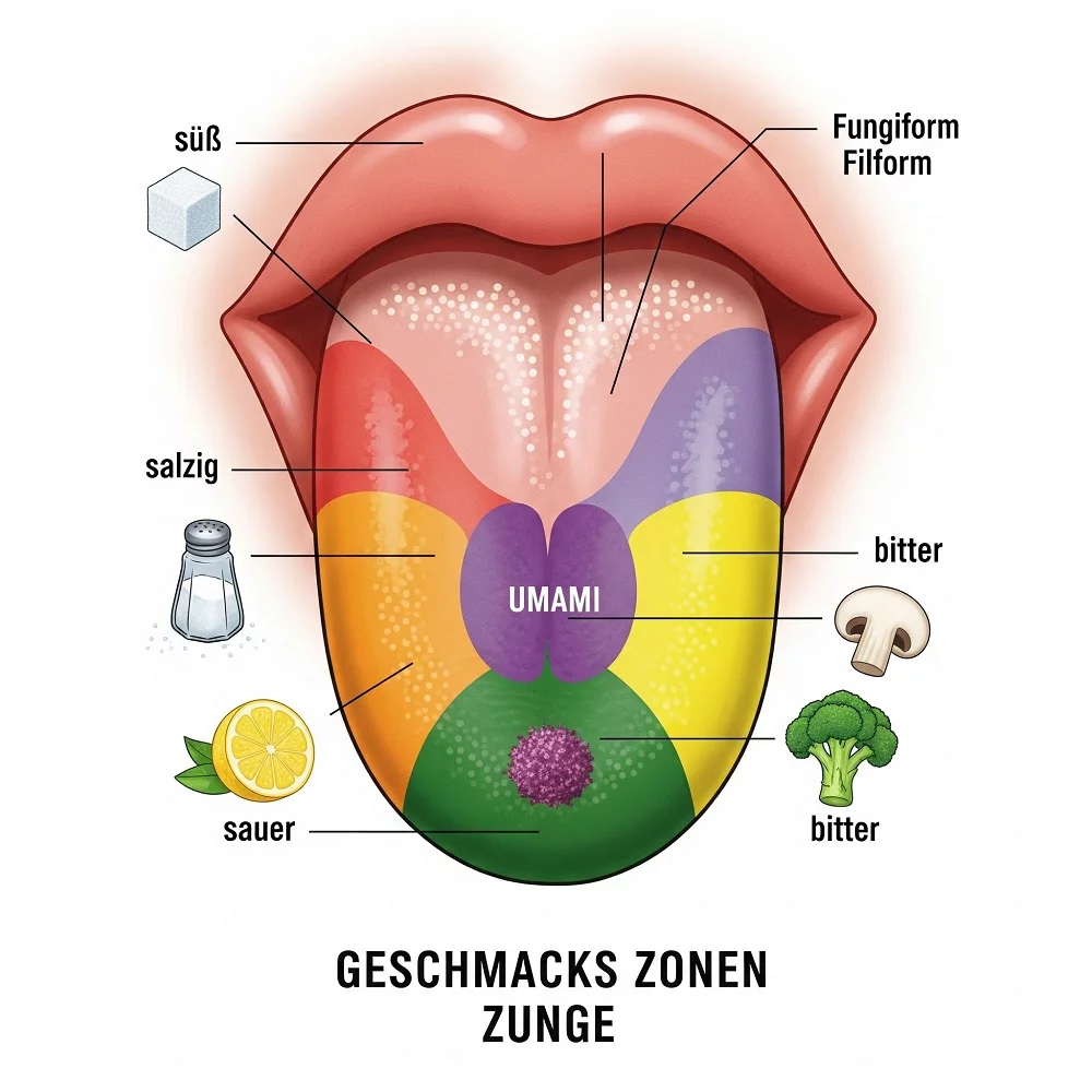 Geschmackszonen Zunge Zungenatlas
